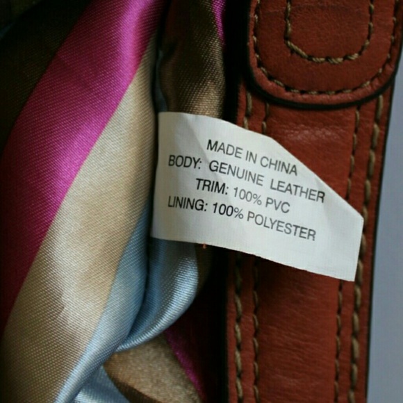 Tignanello buckle accent salmon orange leather shoulder bag/hand bag - Picture 8 of 8